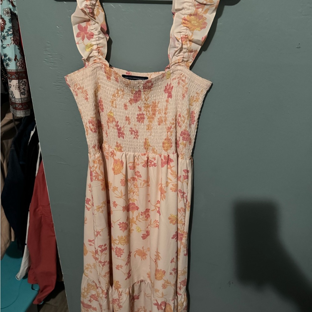 French Connection Floral Maxi Dress - Cream and Pink